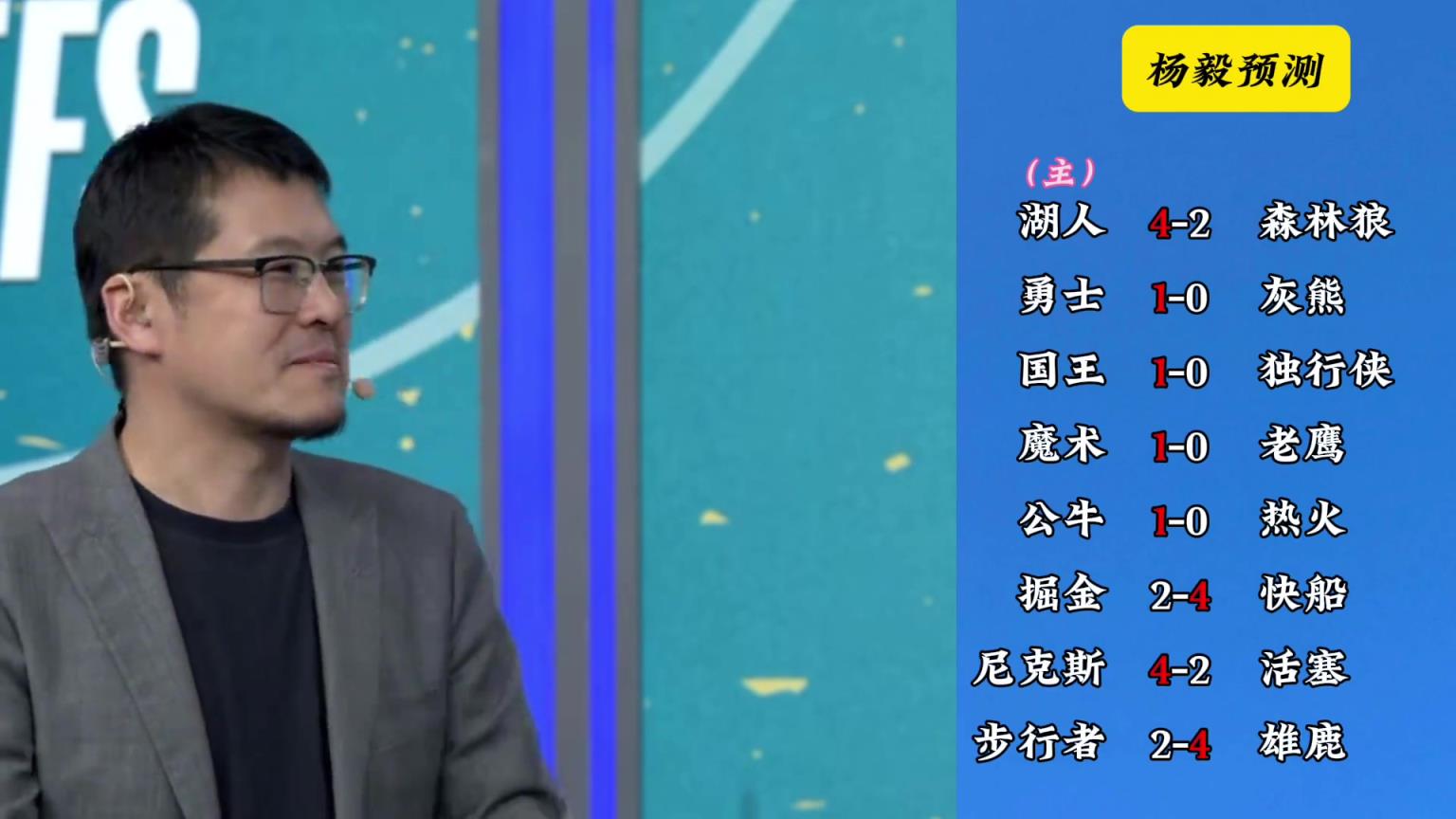 明燈來(lái)了！看看楊毅的季后賽預(yù)測(cè)：湖人4-2狼 快船4-2掘金